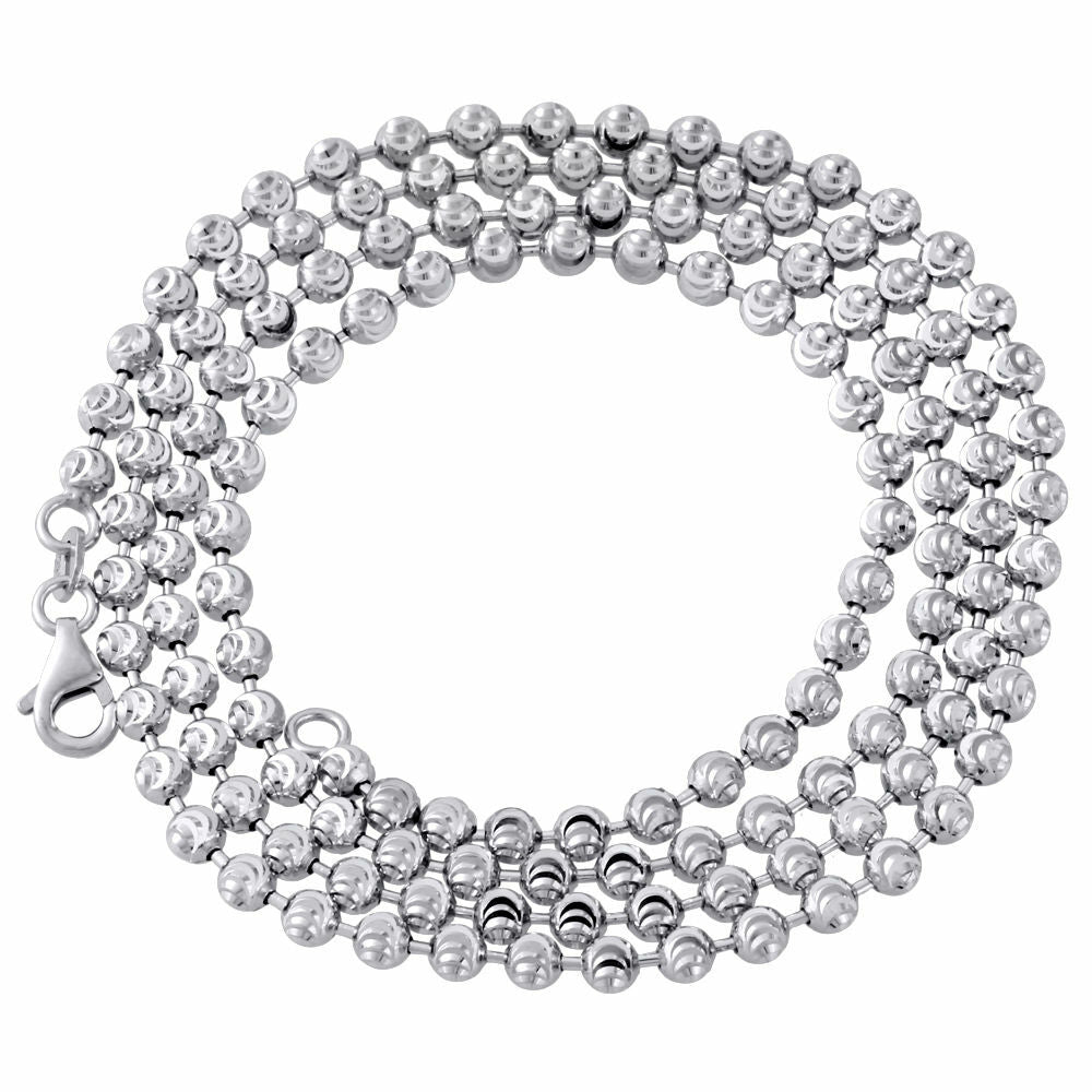 10kt White Gold Moon Cut Chain 5mm 24 To 30 Inches