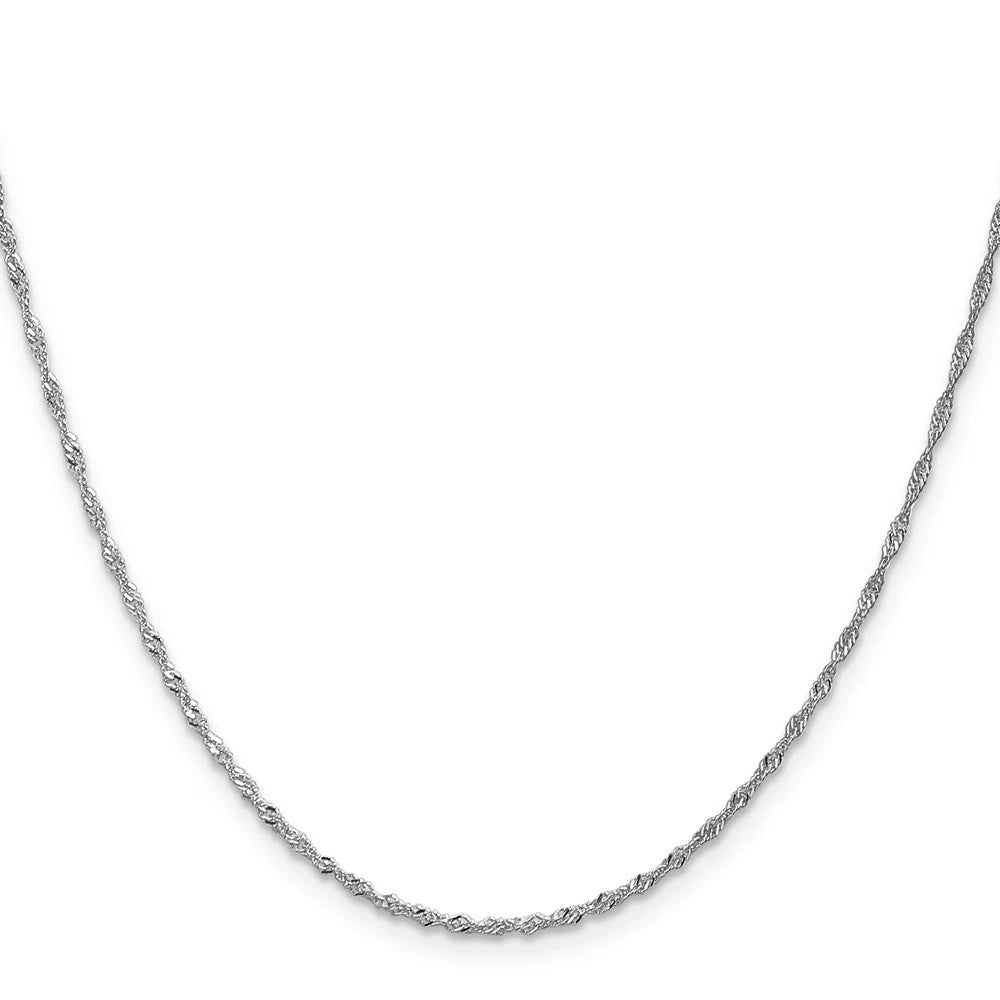 10kt White Gold Singapore Chain 1.2mm 16 To 24 Inches