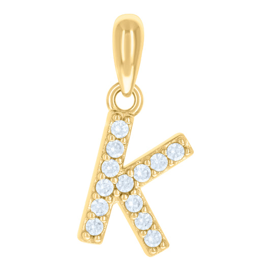 925 Sterling Silver Initial Letter "K" Pendant