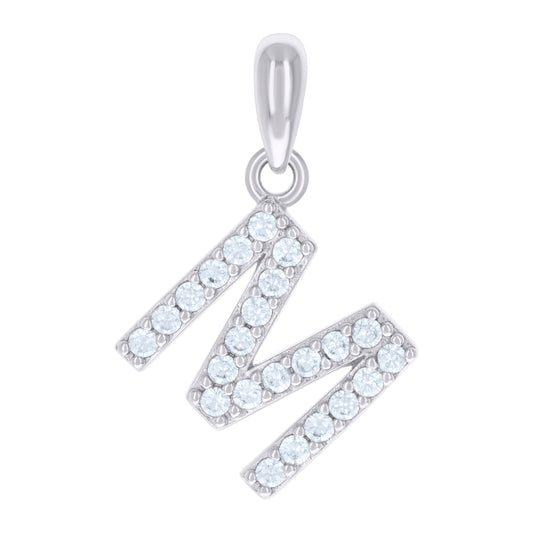 925 Sterling Silver Initial Letter "M" Pendant