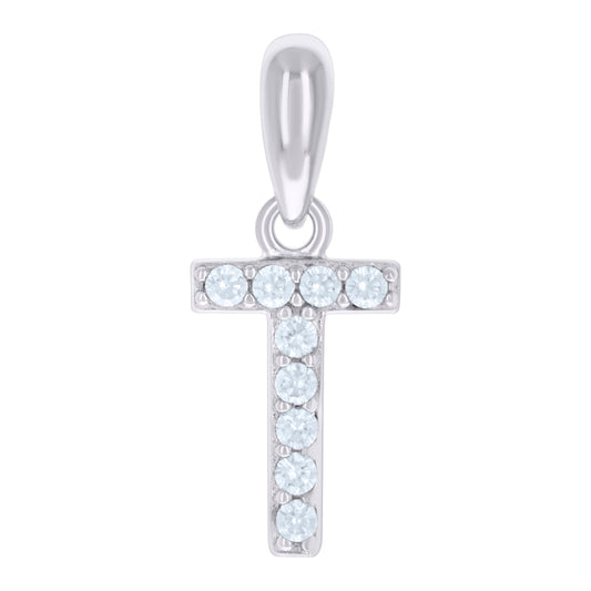 925 Sterling Silver Initial Letter "T" Pendant