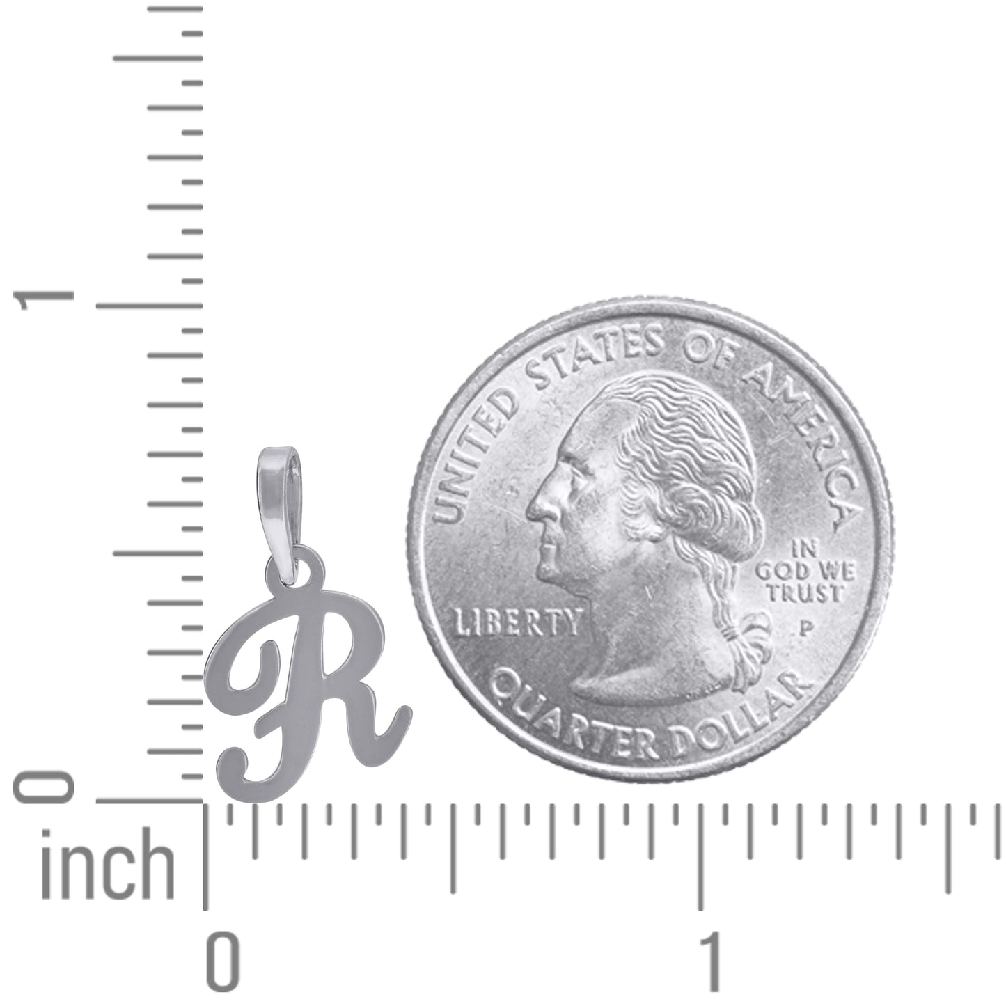 925 Sterling Silver "R" Initial Pendant