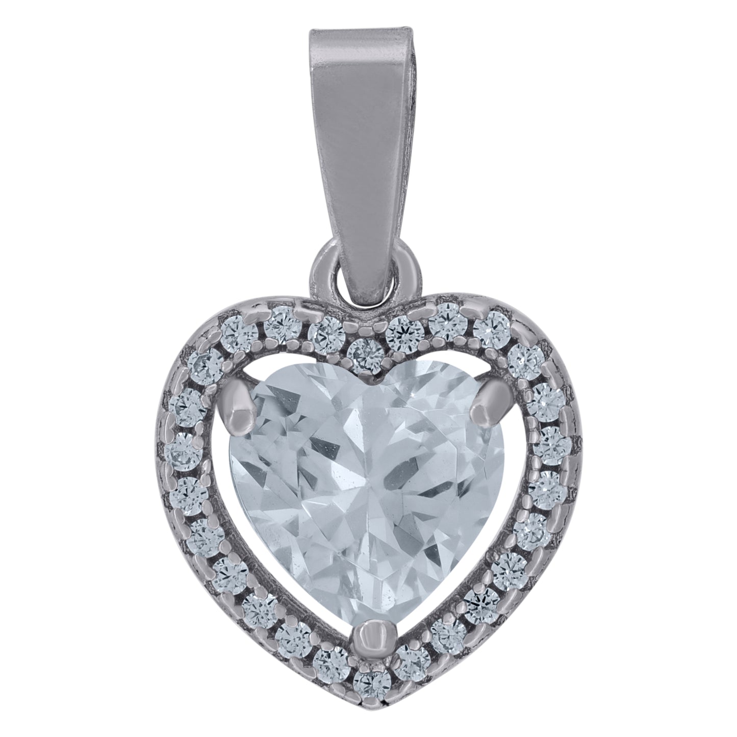 925 Sterling Silver Cz Heart Pendant