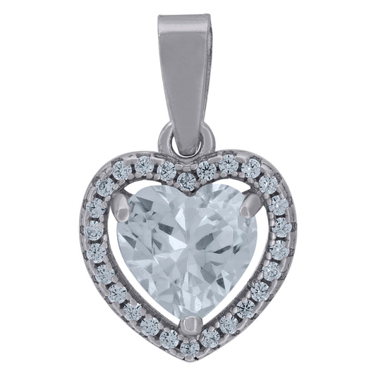 925 Sterling Silver Cz Heart Pendant