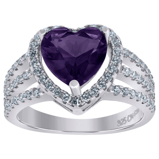 925 Sterling Silver Cz Heart Ring Sz6