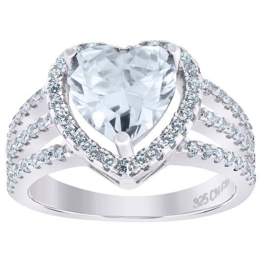 925 Sterling Silver Cz Heart Ring Sz6
