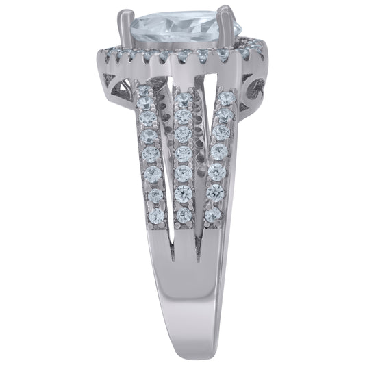 925 Sterling Silver Cz Heart Ring Sz6