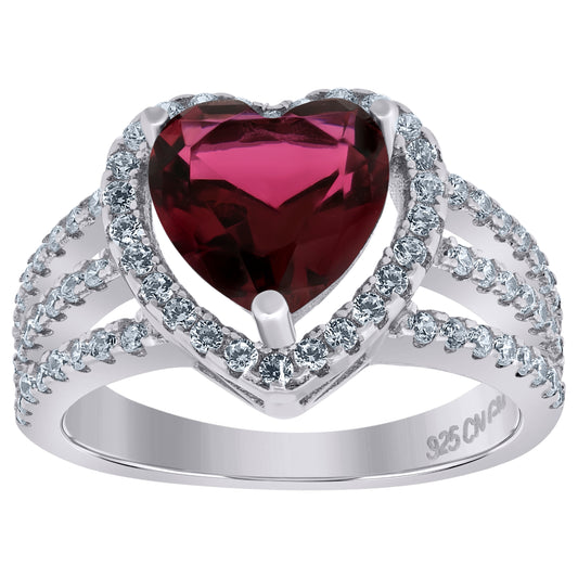 925 Sterling Silver Cz Heart Ring Sz6