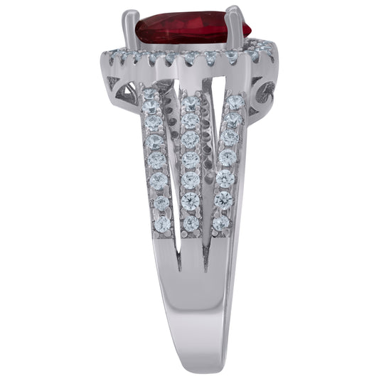 925 Sterling Silver Cz Heart Ring Sz6