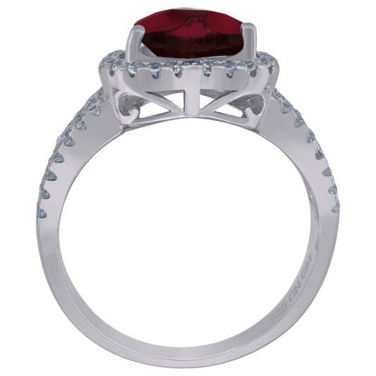 925 Sterling Silver Cz Heart Ring Sz6