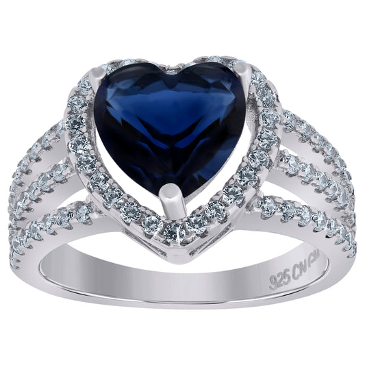 925 Sterling Silver Cz Heart Ring Sz6