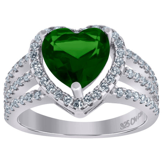 925 Sterling Silver Cz Heart Ring Sz6