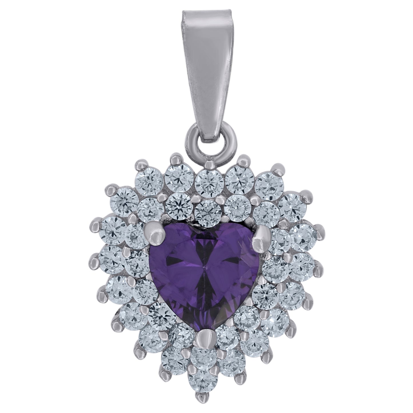 925 Sterling Silver Cz Heart Pendant