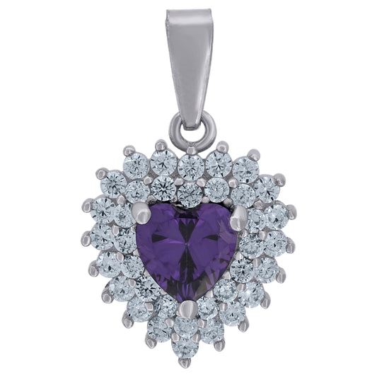 925 Sterling Silver Cz Heart Pendant