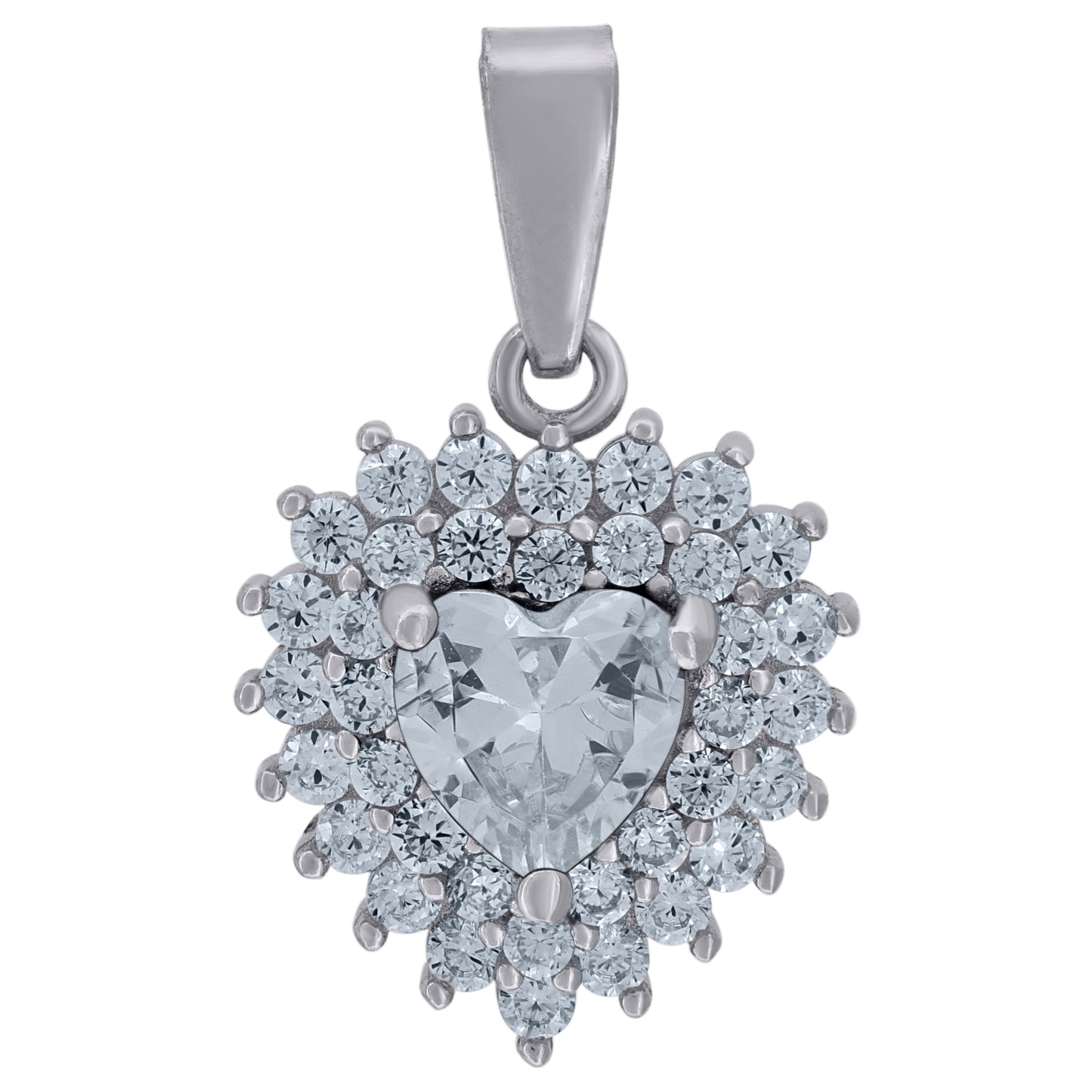 925 Sterling Silver Cz Heart Pendant