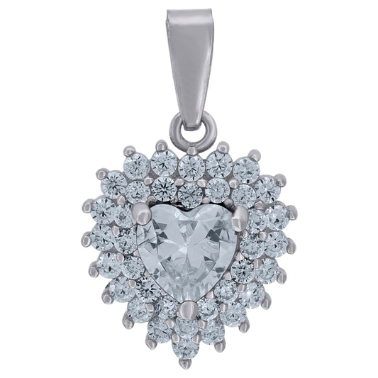 925 Sterling Silver Cz Heart Pendant