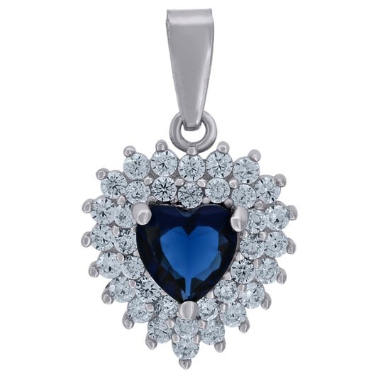925 Sterling Silver Cz Heart Pendant