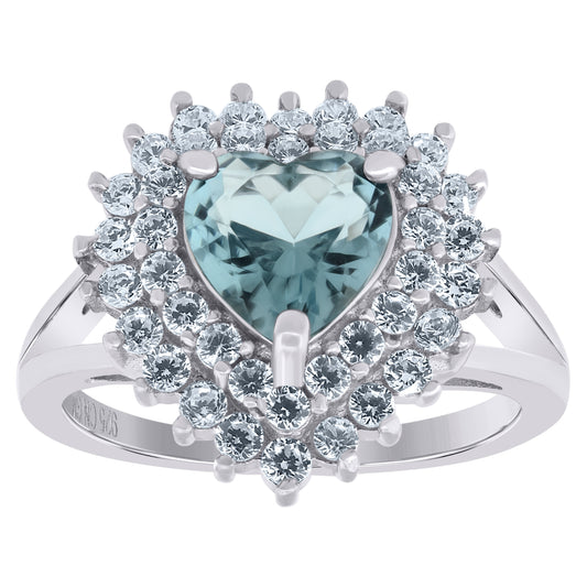 925 Sterling Silver Cz Heart Ring Sz6