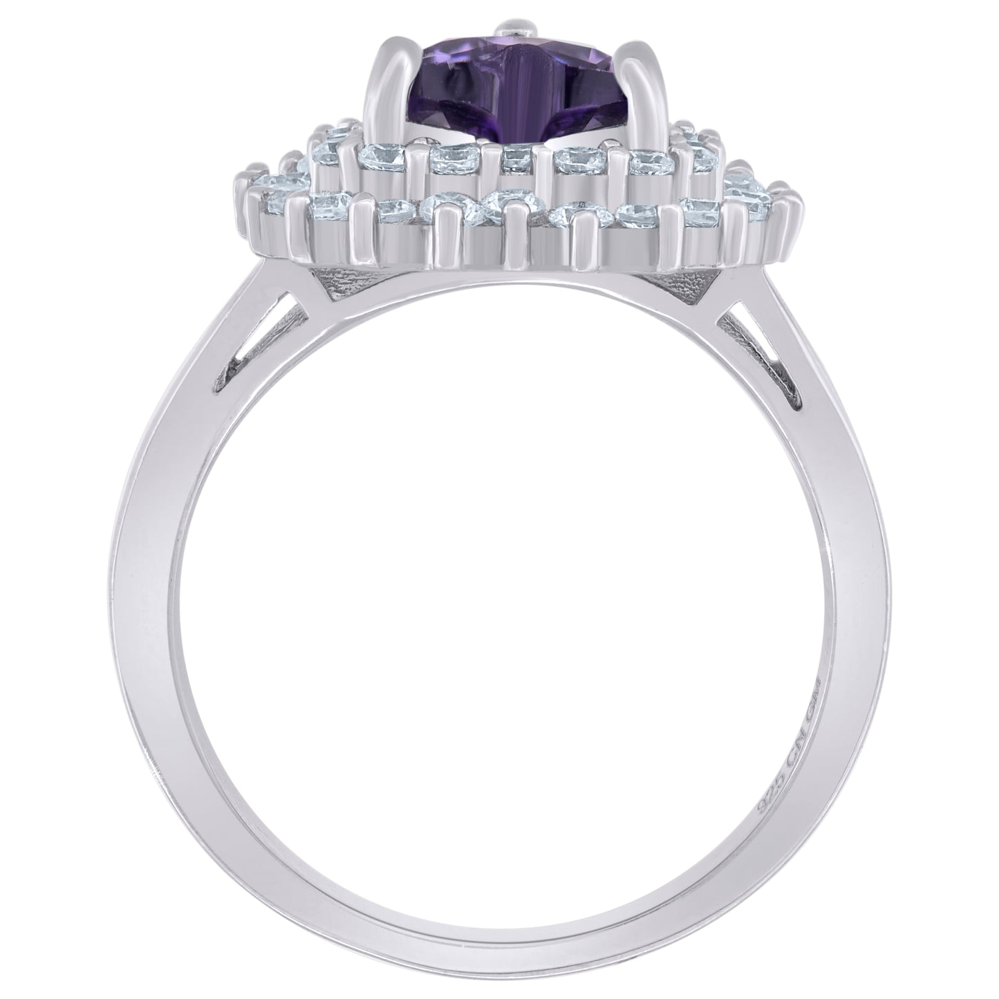 925 Sterling Silver Cz Heart Ring Sz6