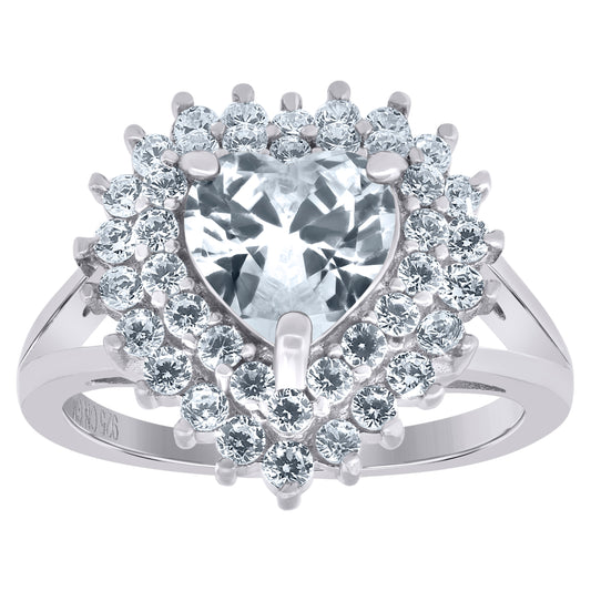 925 Sterling Silver Cz Heart Ring Sz6