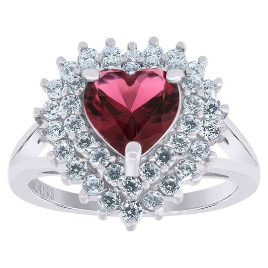 925 Sterling Silver Cz Heart Ring Sz6