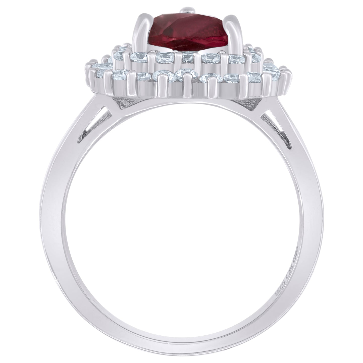 925 Sterling Silver Cz Heart Ring Sz6