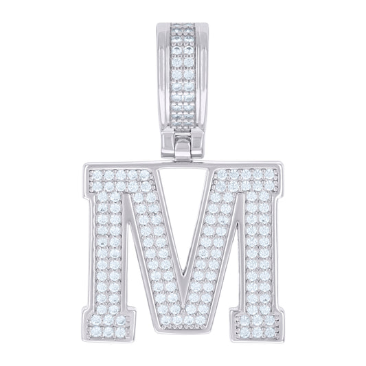 925 Sterling Silver Pendant Inital Letter "M"