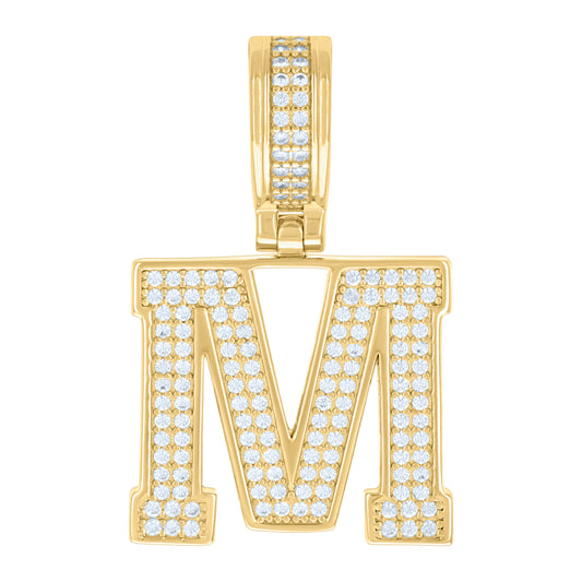 925 Sterling Silver Pendant Inital Letter "M"