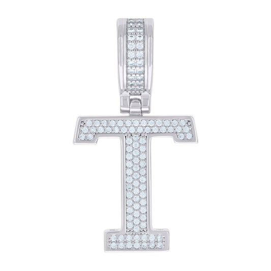 925 Sterling Silver Pendant Inital Letter "T"