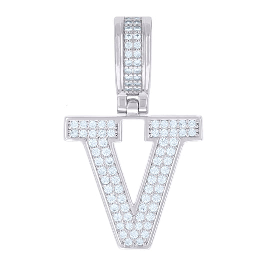 925 Sterling Silver Pendant Inital Letter "V"