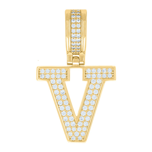 925 Sterling Silver Pendant Inital Letter "V"