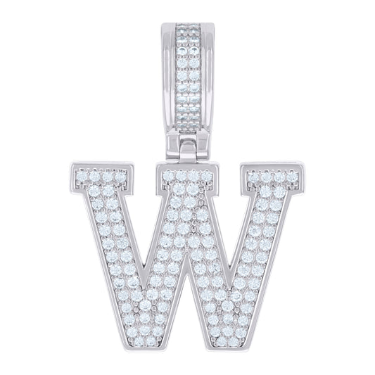 925 Sterling Silver Pendant Inital Letter "W"