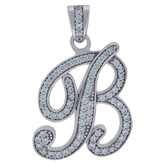 925 Sterling Silver Initial Letter "B" Pendant