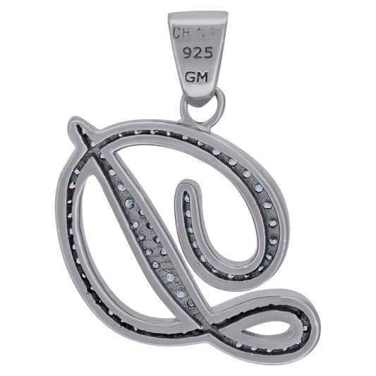 925 Sterling Silver Initial Letter "D" Pendant