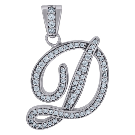 925 Sterling Silver Initial Letter "D" Pendant