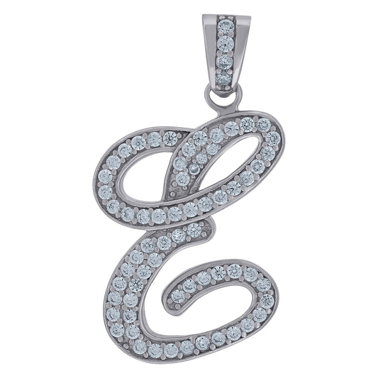 925 Sterling Silver Initial Letter "E" Pendant