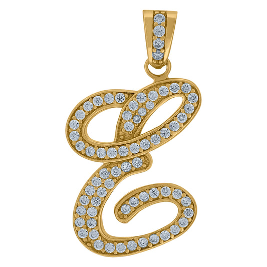 925 Sterling Silver Initial Letter "E" Pendant