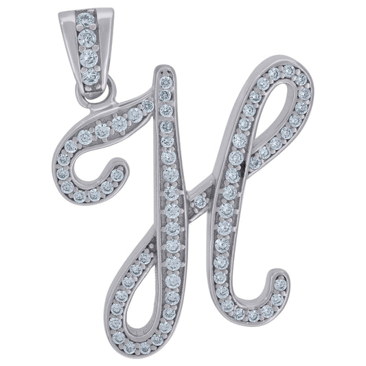 925 Sterling Silver Initial Letter "H" Pendant