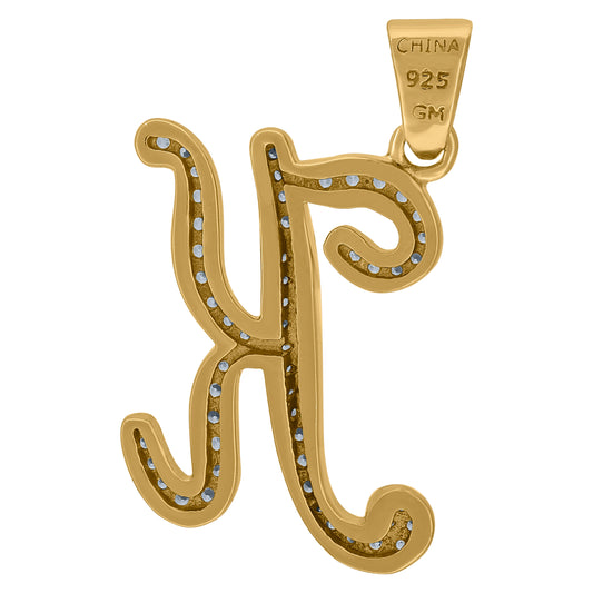925 Sterling Silver Initial Letter "K" Pendant