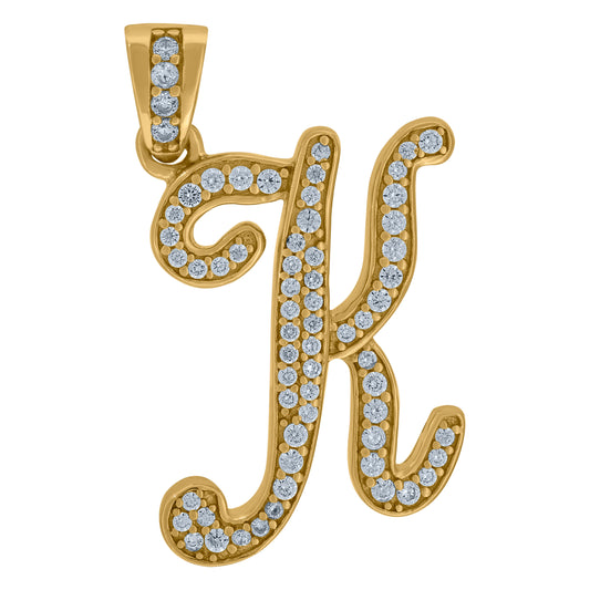 925 Sterling Silver Initial Letter "K" Pendant