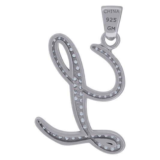 925 Sterling Silver Initial Letter "L" Pendant