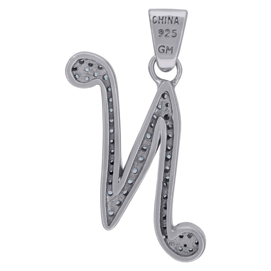 925 Sterling Silver Initial Letter "N" Pendant