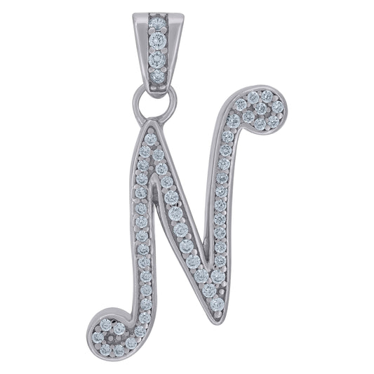 925 Sterling Silver Initial Letter "N" Pendant