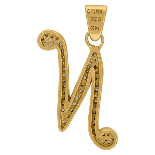 925 Sterling Silver Initial Letter "N" Pendant