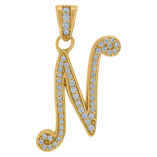 925 Sterling Silver Initial Letter "N" Pendant