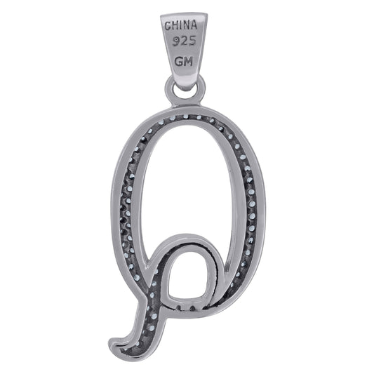 925 Sterling Silver Initial Letter "Q" Pendant
