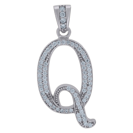 925 Sterling Silver Initial Letter "Q" Pendant