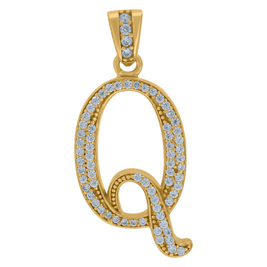 925 Sterling Silver Initial Letter "Q" Pendant