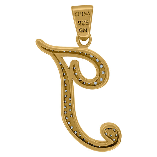 925 Sterling Silver Initial Letter "T" Pendant