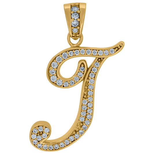 925 Sterling Silver Initial Letter "T" Pendant
